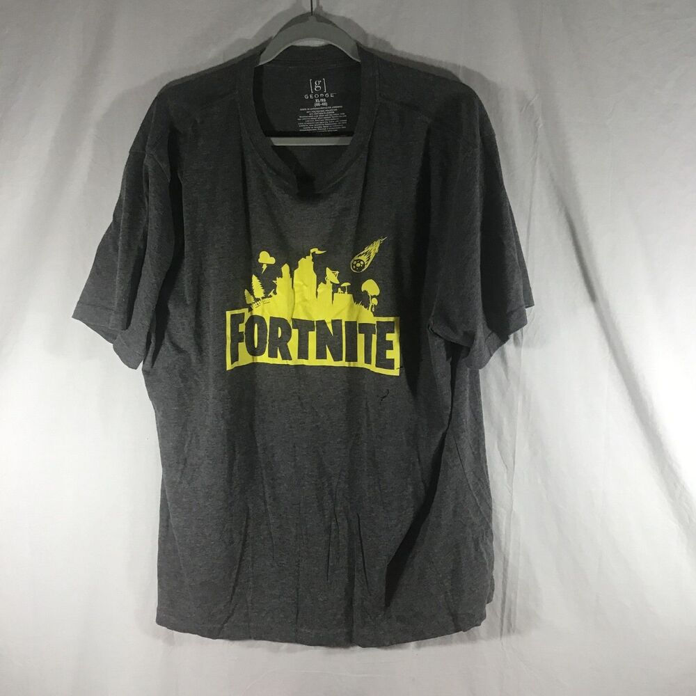 George Men's Fortnite Graphic T-Shirt - Charcoal Heather Grey - Size XL (46-48)